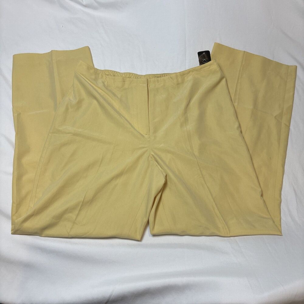 Kasper Butter Yellow Semi Sheer Trouser Work Pants Neutral Minimal Career
